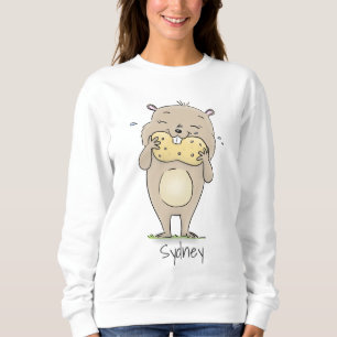 Niedlicher, glücklicher Hamster mit Erdnuss-Cartoo Sweatshirt