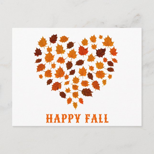 Niedlicher glücklicher Herbst Herbstleaf Herz Postkarte (Vorderseite)
