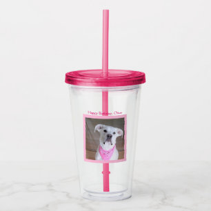 Niedlicher glücklicher Hund mit geschmeidigen Auge Acryltrinkbecher