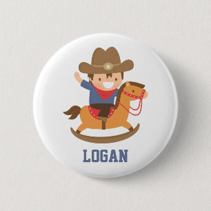 Niedlicher glücklicher kleiner Cowboy auf Button