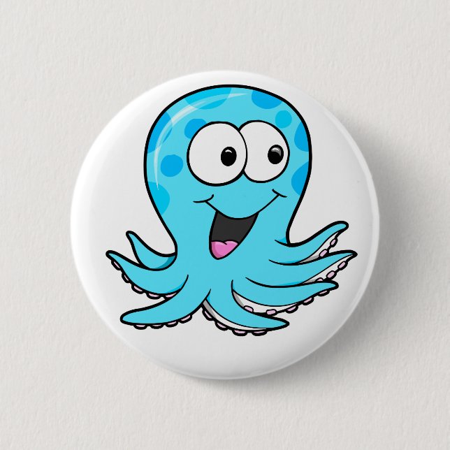 Niedlicher glücklicher Kraken-Knopf Button (Vorderseite)