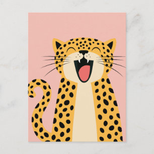 Niedlicher glücklicher lächelnder wilder Leopard C Ankündigungspostkarte
