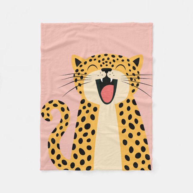 Niedlicher glücklicher lächelnder wilder Leopard C Fleecedecke (Vorderseite)