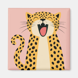 Niedlicher glücklicher lächelnder wilder Leopard C Magnet