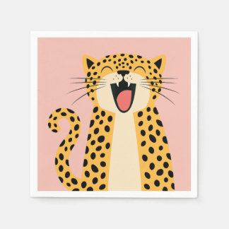 Niedlicher glücklicher lächelnder wilder Leopard C Serviette