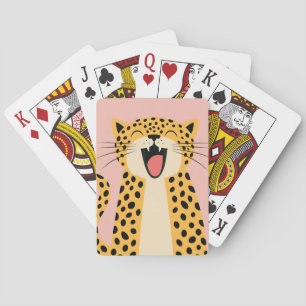 Niedlicher glücklicher lächelnder wilder Leopard C Spielkarten