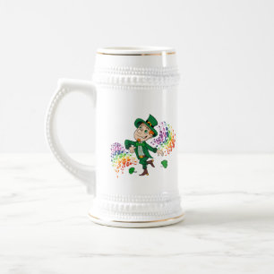 Niedlicher glücklicher Lächelnelke, ein Regenbogen Bierglas