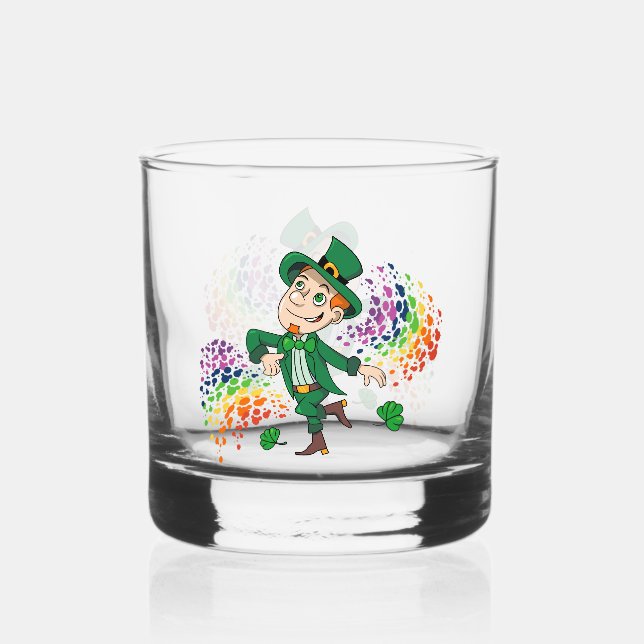 Niedlicher glücklicher Lächelnelke, ein Regenbogen Whiskyglas (Vorderseite)