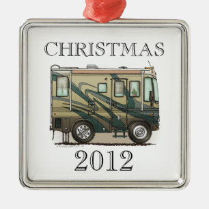 Niedlicher glücklicher Lagerbewohner großer RV-Z Silbernes Ornament