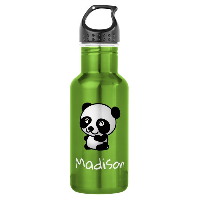 Niedlicher glücklicher Panda Personalisierter Mädc Edelstahlflasche (Vorderseite)