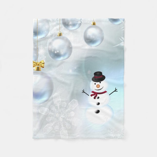 Niedlicher glücklicher Schneemann Fleecedecke (Vorderseite)
