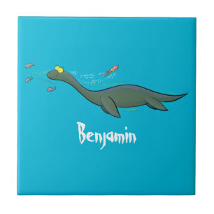 Niedlicher, glücklicher Seemänner Plesiosaurier-Ca Fliese