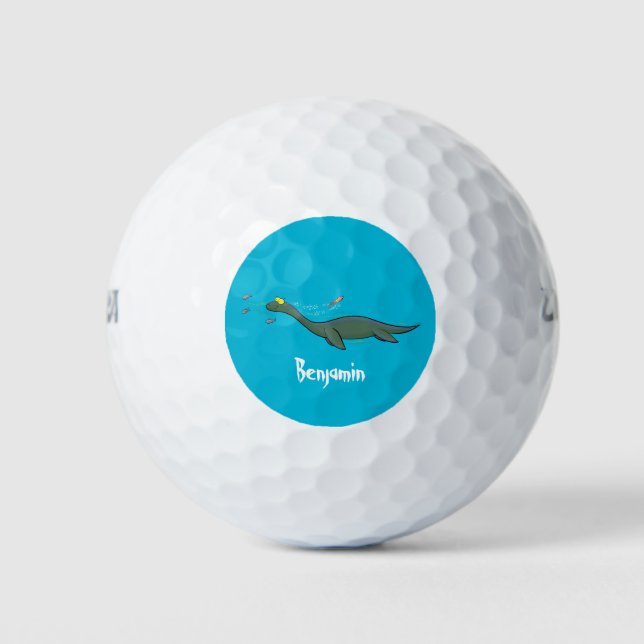 Niedlicher, glücklicher Seemänner Plesiosaurier-Ca Golfball (Vorderseite)