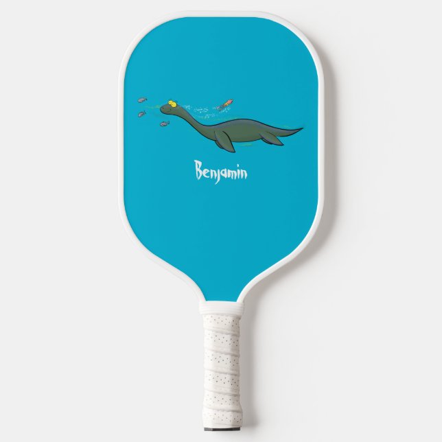 Niedlicher, glücklicher Seemänner Plesiosaurier-Ca Pickleball Schläger (Vorderseite)