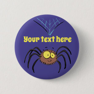 niedlicher, glücklicher Spinnenkletter-Cartoon Button
