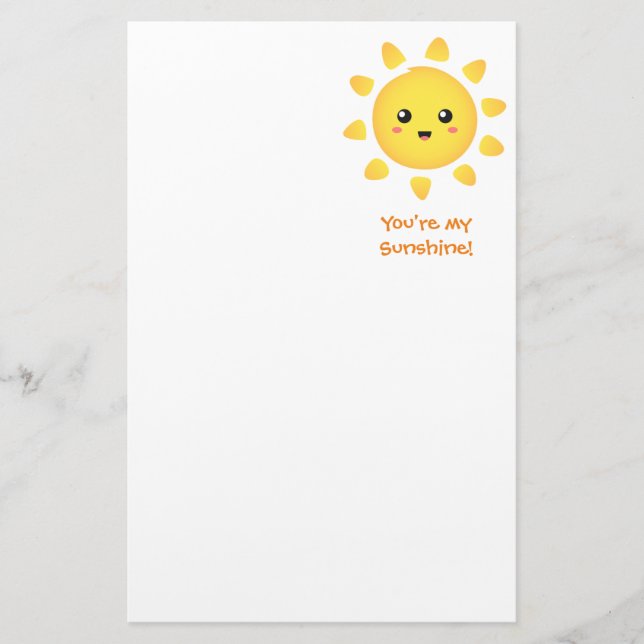 Niedlicher glücklicher Sun-Sonnenschein für Kinder Briefpapier (Vorderseite)