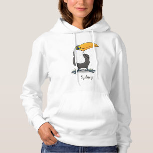 Niedlicher glücklicher Tukan Cartoon-Illustration Hoodie