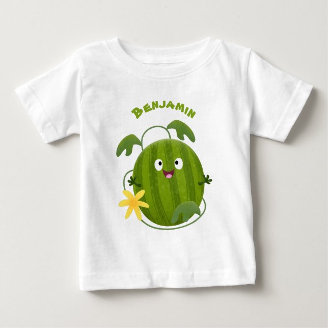 Niedlicher, glücklicher Wassermelone-Cartoon Baby T-shirt (Vorderseite)