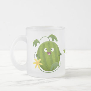 Niedlicher, glücklicher Wassermelone-Cartoon Mattglastasse