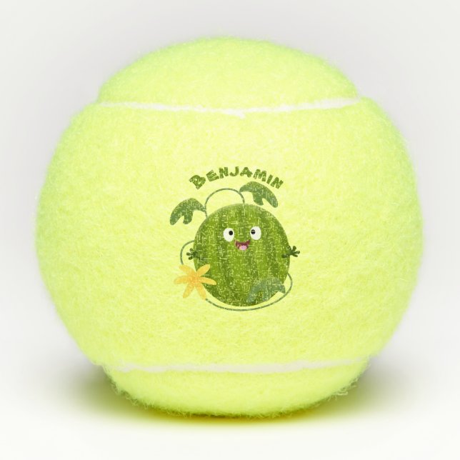 Niedlicher, glücklicher Wassermelone-Cartoon Tennisbälle (Vorderseite)