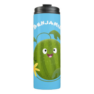 Niedlicher, glücklicher Wassermelone-Cartoon Thermosbecher