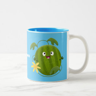 Niedlicher, glücklicher Wassermelone-Cartoon Zweifarbige Tasse
