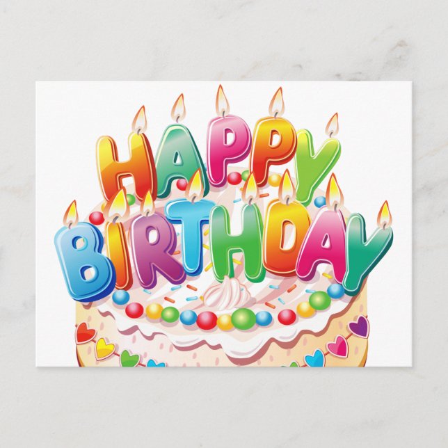 Niedlicher Glückwunsch zum Geburtstag Candle Cake Postkarte (Vorderseite)