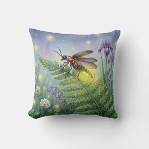 Niedlicher Glühwürmchen und Blumen Kleine Insekten Kissen