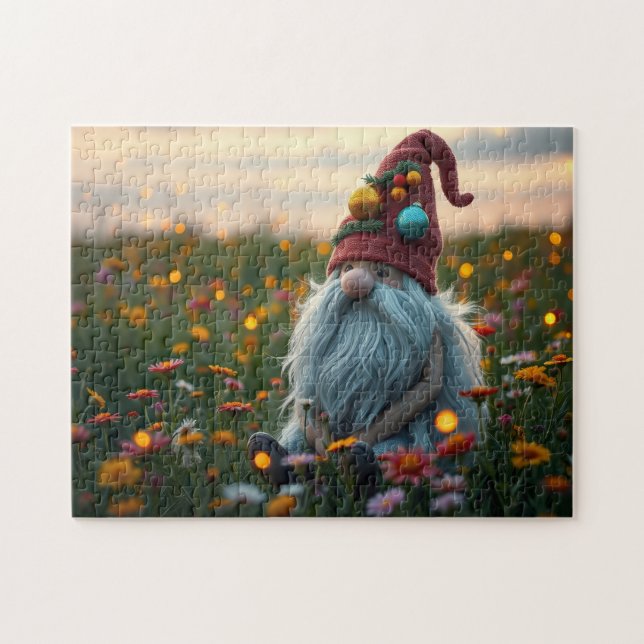 Niedlicher Gnom in den Wildblumen (Horizontal)