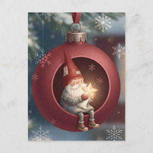 Niedlicher Gnom in rotem Weihnachtsschmuck Postkarte