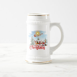 Niedlicher Gnome, Snowman feiert Weihnachtsfeierta Bierglas
