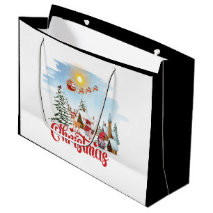 Niedlicher Gnome, Snowman feiert Weihnachtsfeierta Große Geschenktüte