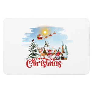 Niedlicher Gnome, Snowman feiert Weihnachtsfeierta Magnet