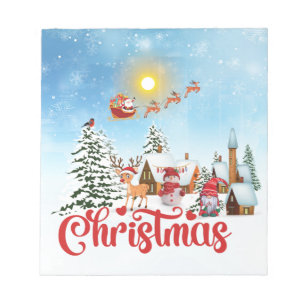 Niedlicher Gnome, Snowman feiert Weihnachtsfeierta Notizblock