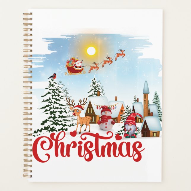 Niedlicher Gnome, Snowman feiert Weihnachtsfeierta Planer (Vorderseite)