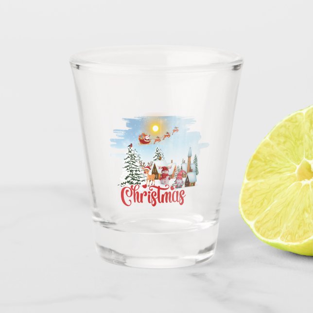Niedlicher Gnome, Snowman feiert Weihnachtsfeierta Schnapsglas (Vorderseite)