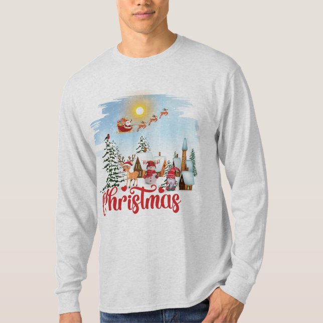 Niedlicher Gnome, Snowman feiert Weihnachtsfeierta T-Shirt (Vorderseite)