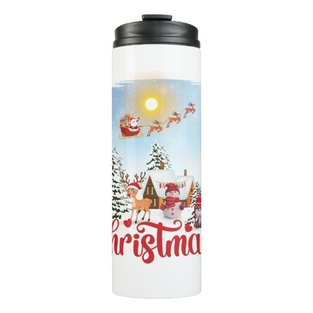 Niedlicher Gnome, Snowman feiert Weihnachtsfeierta Thermosbecher (Vorderseite)