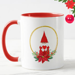 Niedlicher Gnome und Weihnachtskranz Tasse