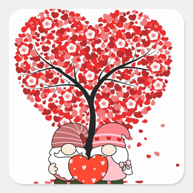 Niedlicher Gnome Valentinstag Aufkleber, Aufkleber (Vorderseite)