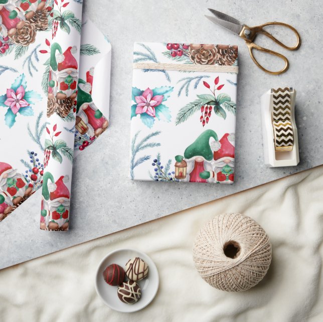 Niedlicher Gnome Weihnachten Geschenkpapier (Kunsthandwerk)
