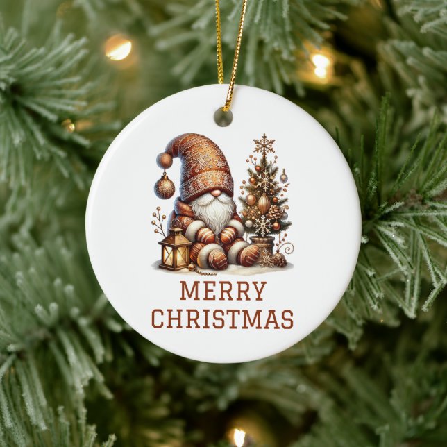 Niedlicher Gnome Weihnachten Keramik Ornament (Baum)