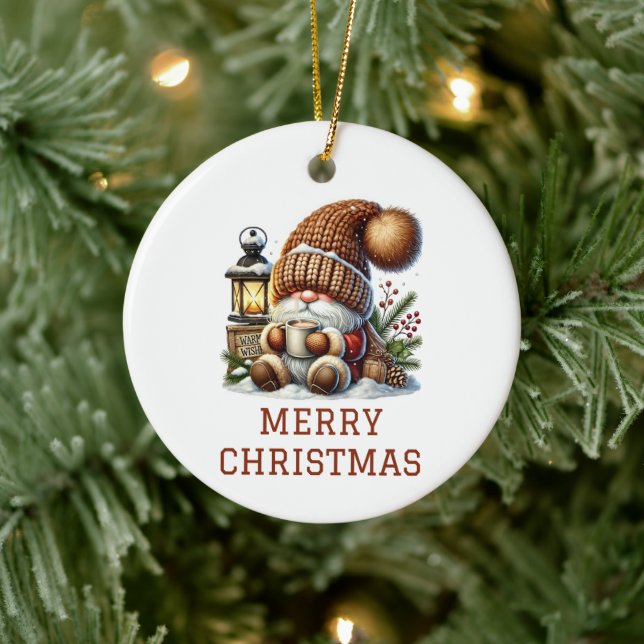 Niedlicher Gnome Weihnachten Keramik Ornament (Baum)