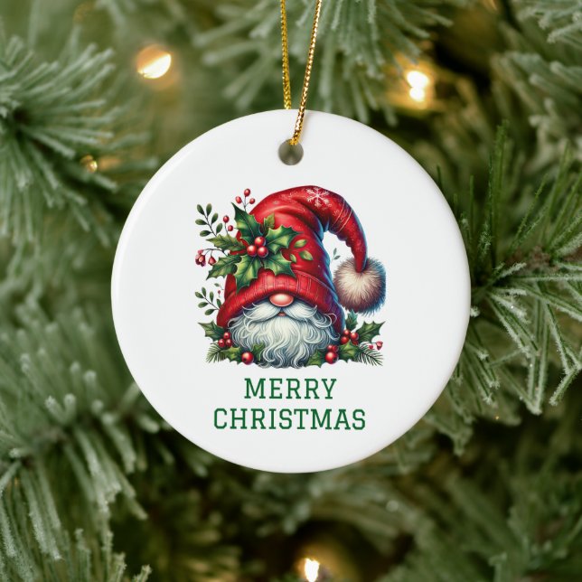 Niedlicher Gnome Weihnachten Keramik Ornament (Baum)
