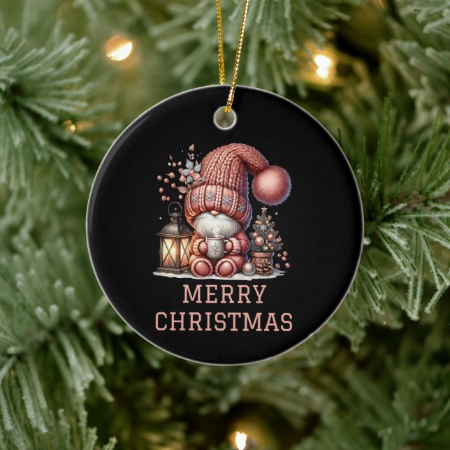 Niedlicher Gnome Weihnachten Keramik Ornament (Baum)