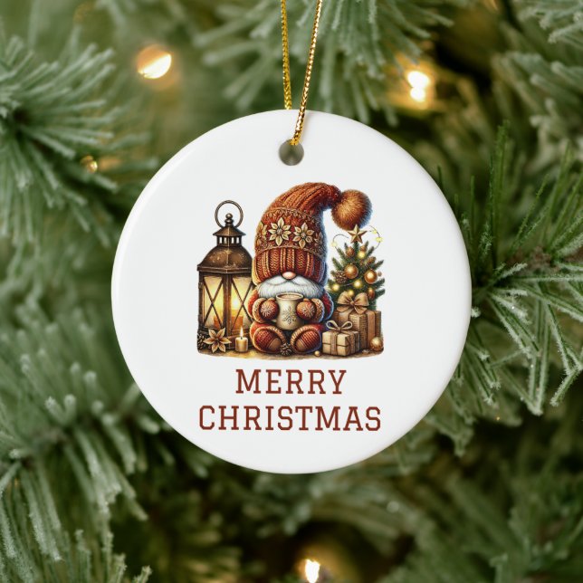 Niedlicher Gnome Weihnachten Keramik Ornament (Baum)