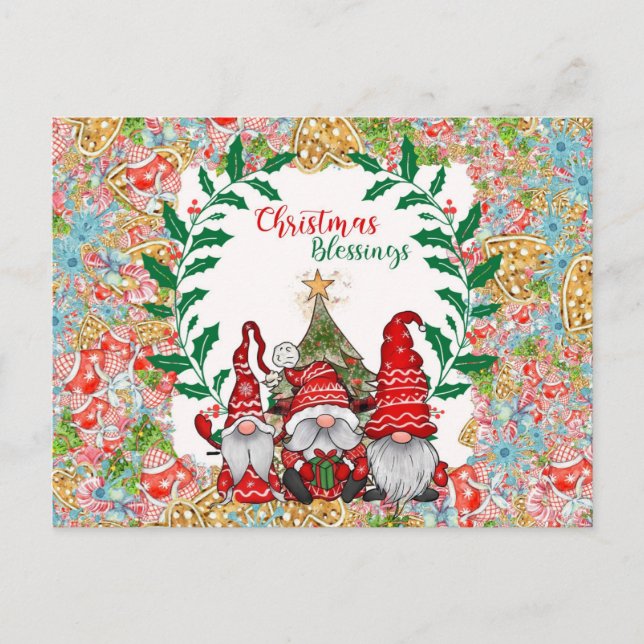 Niedlicher Gnome Weihnachts-Segnungen Postkarte (Vorderseite)