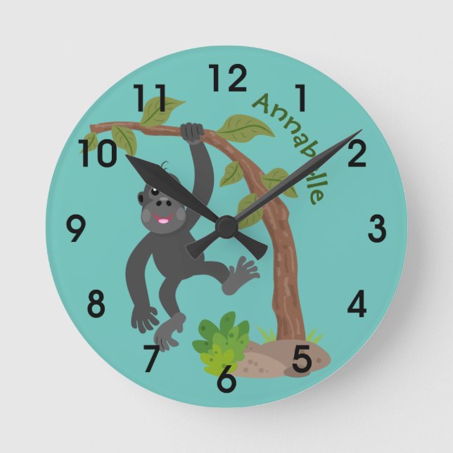 Niedlicher Gobil-Cartoon Runde Wanduhr (Vorderseite)