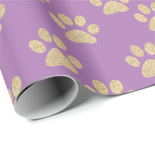 Niedlicher Gold Glitzer Paw Prints Pet Liebhaber L Geschenkpapier