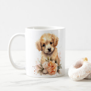 Niedlicher Golden Retriever Geschenk Wasserfarben  Kaffeetasse